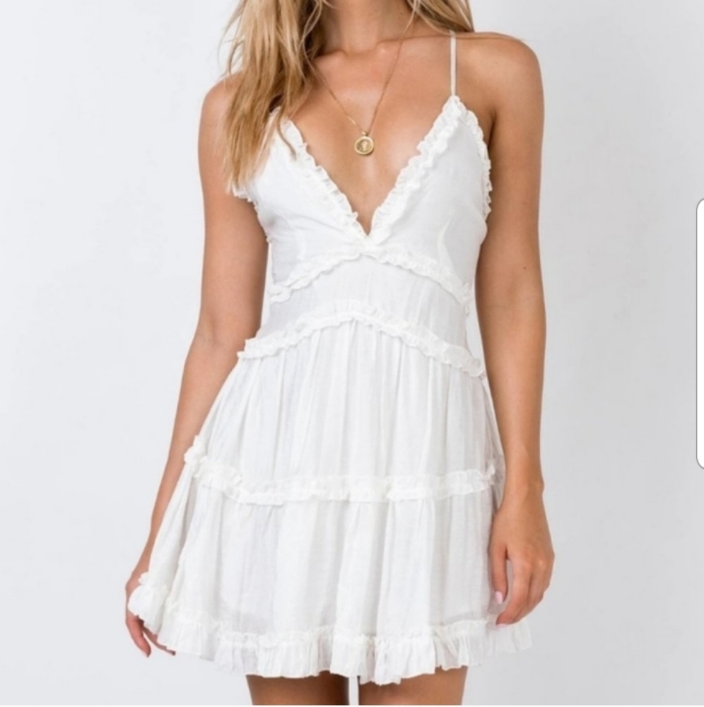 Princess Polly White The Dawning Ruffle Mini Dress 2